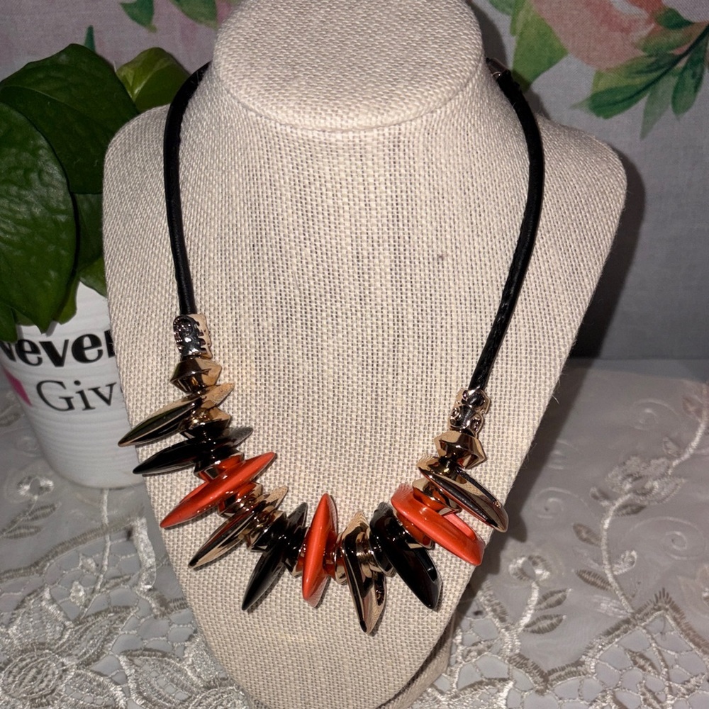 Elegant Orange and Black Necklace